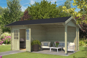  Outdoor Life Products | Tuinhuis met Overkapping Kenzo 540 x 300 | Geïmpregneerd | Olijfgroen 210217-31